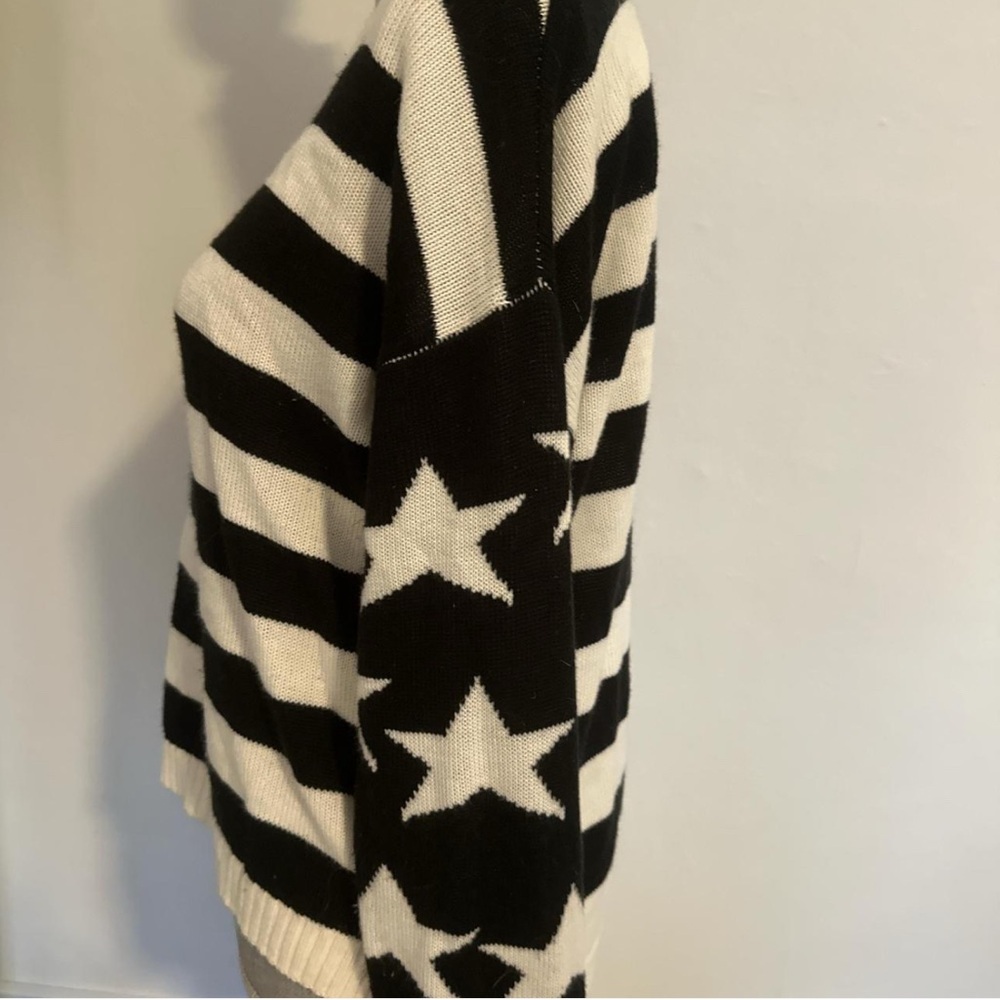 Black and White Striped Women's Sweater - Picture 2 of 4